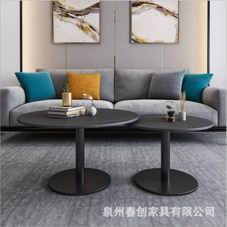 Italian light luxury rock plate dining table family small family multi-person dining table restaurant rectangular iron