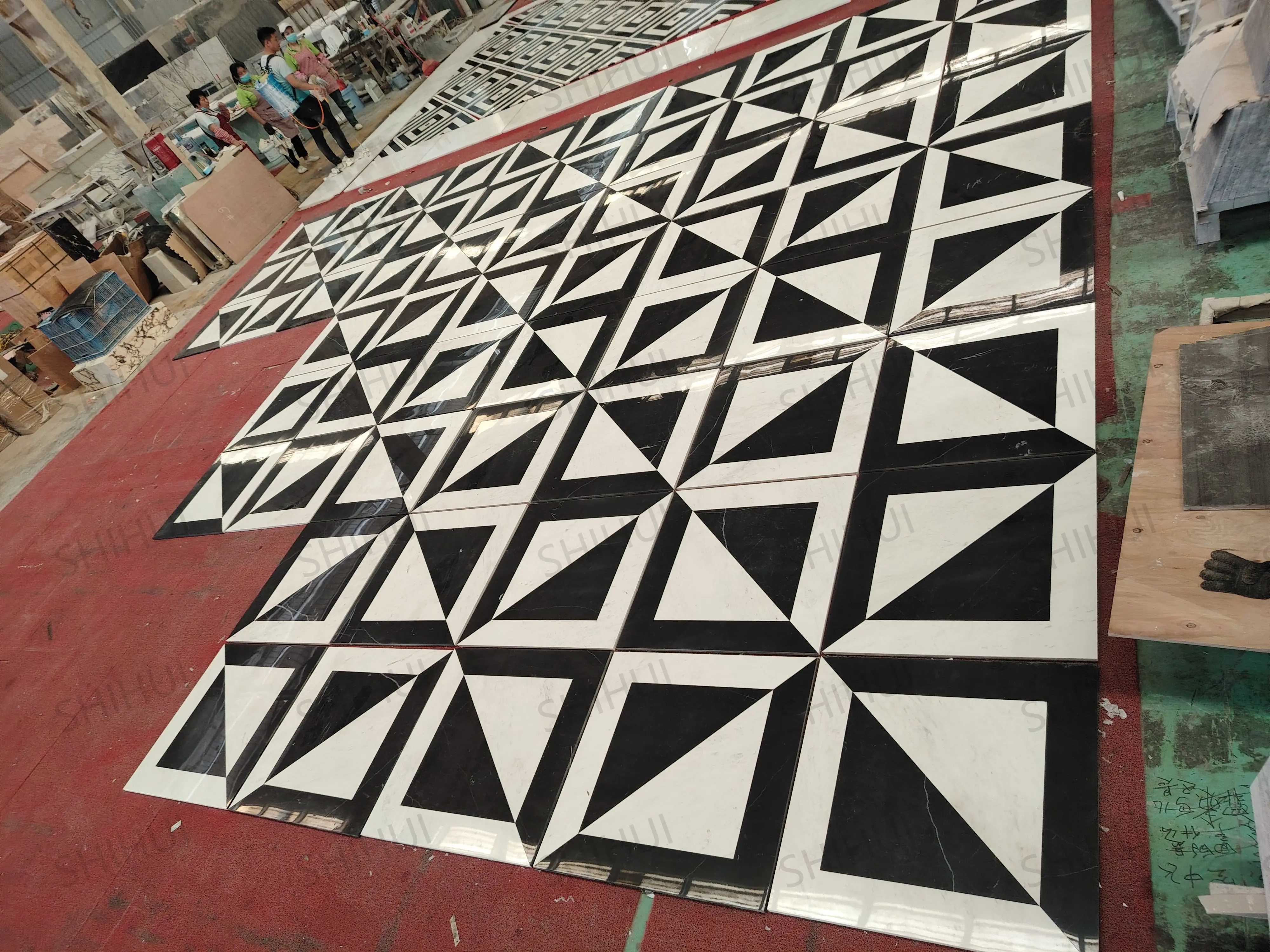 SHIHUI Black And White Marble Mosaic Tile Natural Stone Backsplash Polished Bathroom Floor and Wall Tile Mosaics