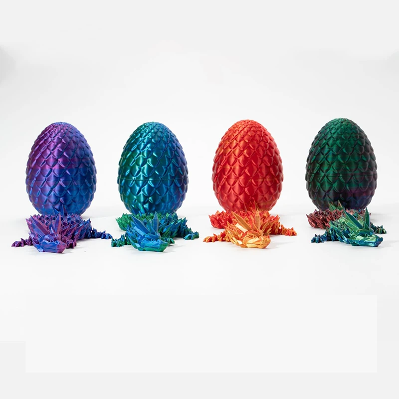 New Arrival 3D Printed Crystal Dragon with Egg Dinosaur Fidget Toy Gifts Easter Eggs Basket Stuffers Dragon Egg Collection