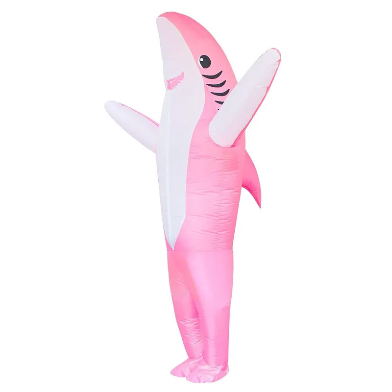 In stock Funny Full Body Inflatable Adult Baby Blue Shark Mascot Costume Adult Funny Blow Up Costume dolphin clothing