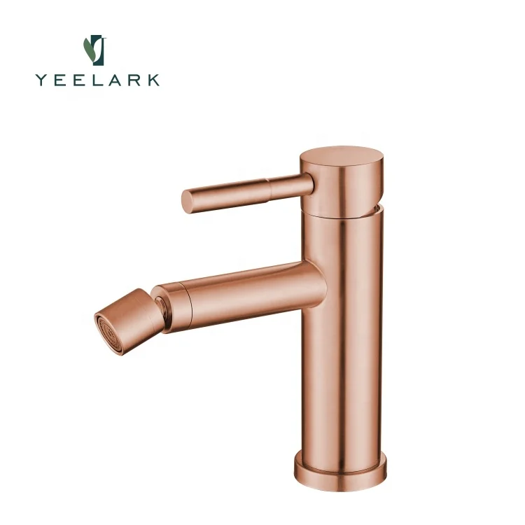 Manufacturer Contemporary Water Saving Brushed Gold Deck Mounted 304 Stainless Steel Bathroom Basin Mixer Sink Tap Faucet