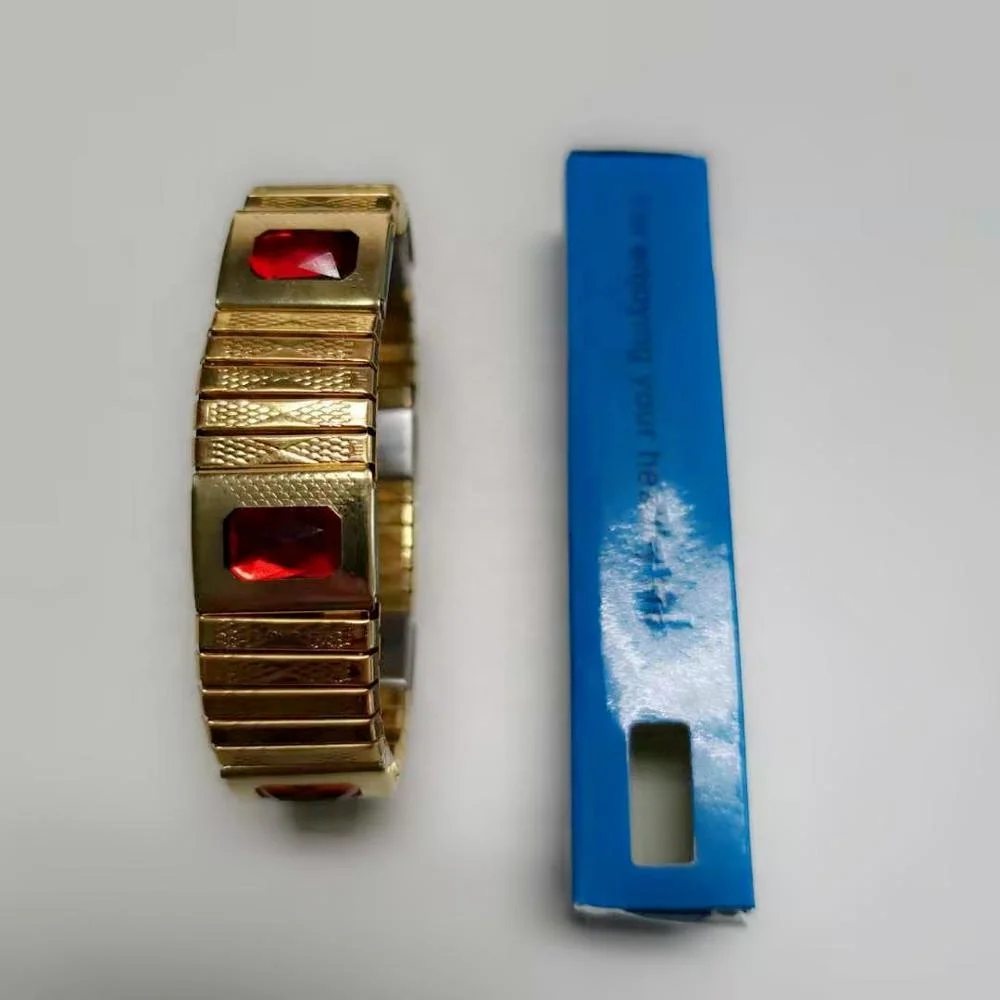 Wholesale gold stainless steel elastic bio magnetic bracelet with different color energy stone