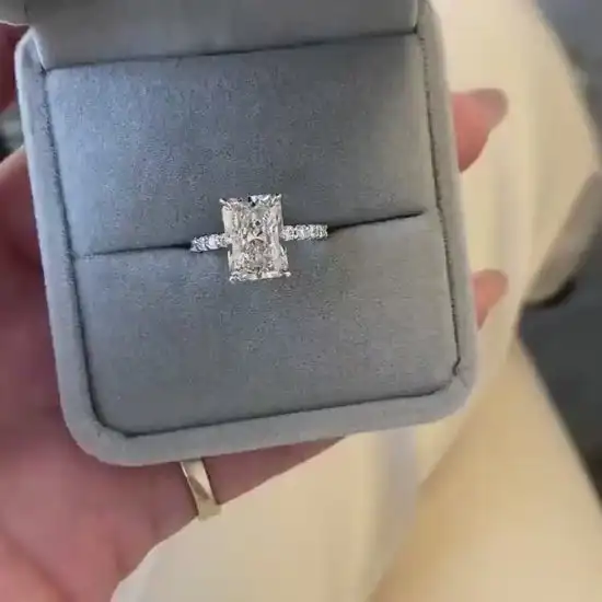 Wholesale Price Luxury14K 18K Real Gold 3.0 CT Radiant Cut Moissanite Four Claw Prong 14k White Gold Engagement Ring