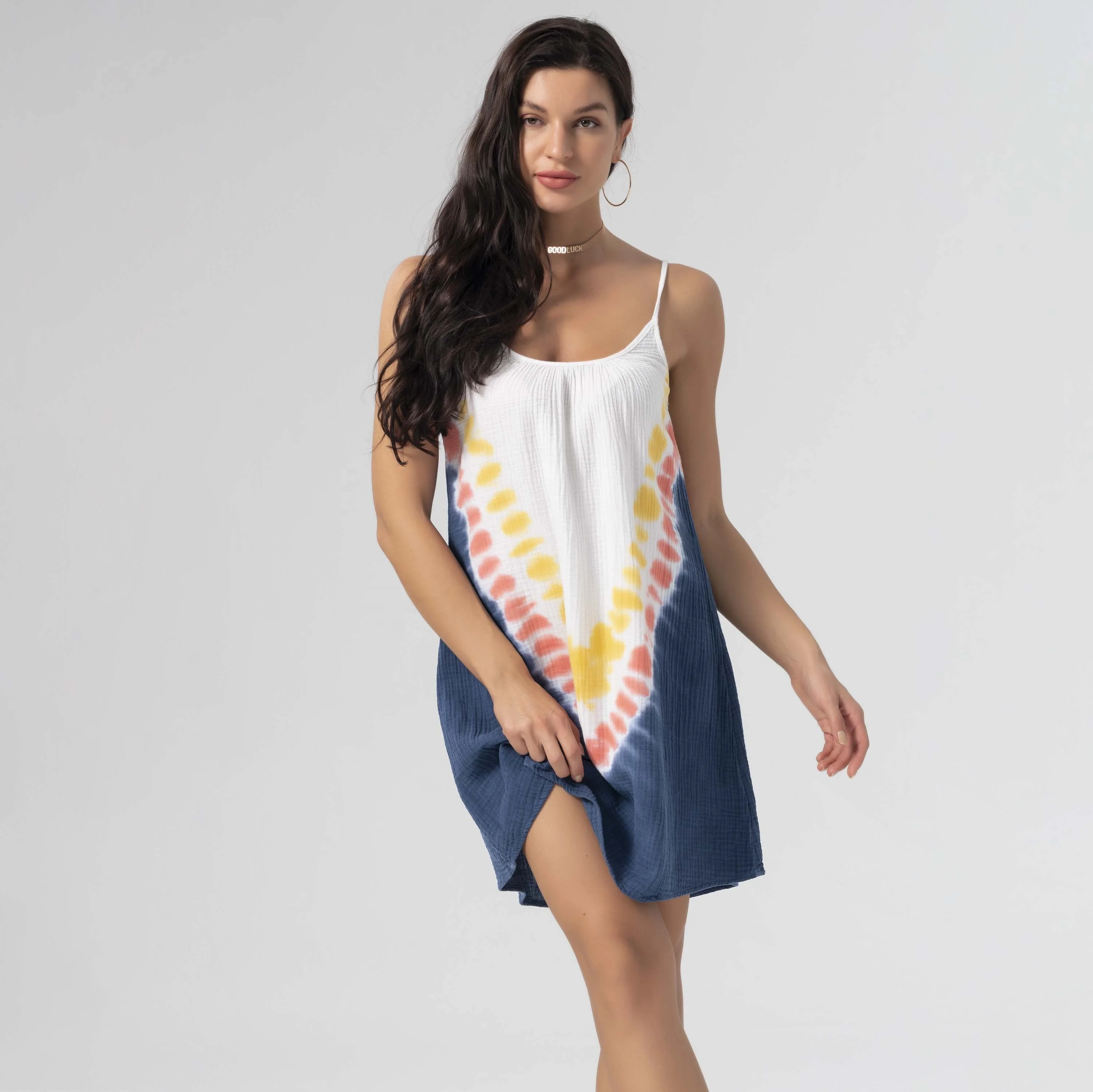 Summer Casual Trending Elegant Sexy Sleeveless Spaghetti Straps a Line Square Neck Sexy Beach Wear Women BBQ Sunbathing Dresses