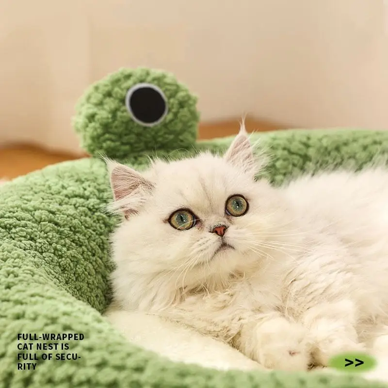Kingtale High quality cartoon frog Comfortable and removable plush cat  Dog bed Pet Bed