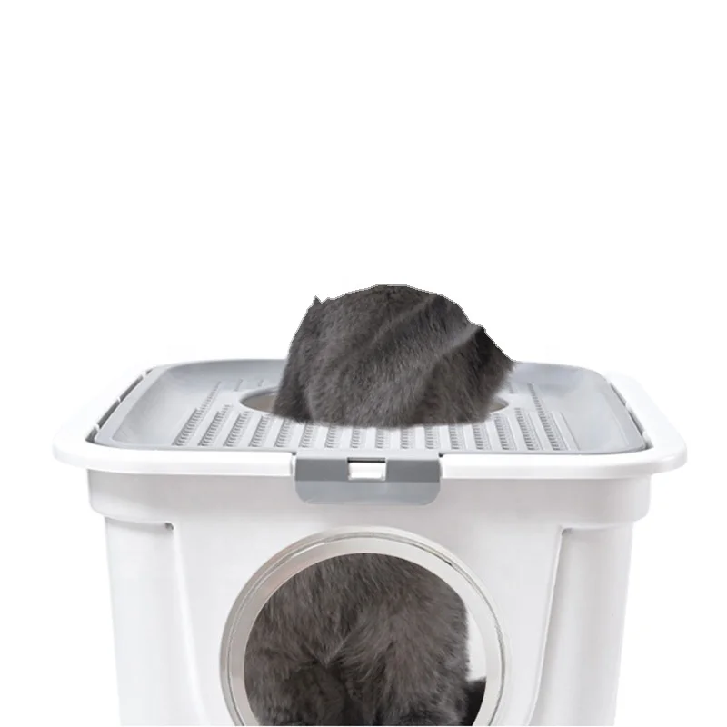2020 New Type Pet Cat Litter Box Toilet Fully Enclosed Splash-Proof Cat Sandbox Double Door Top-in