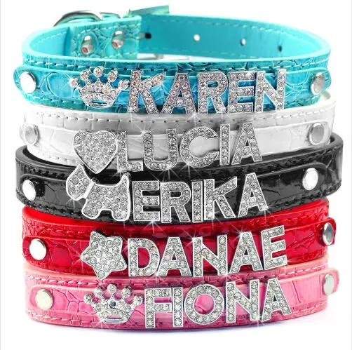 Custom bling name pet collars Diamond DIY Name Letters Personalized Luxury Rhinestone Dog Collar for Small Dogs pet accessories