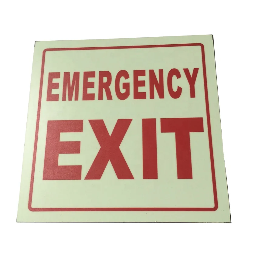 Luminous exit signs 1.2mm Photolumines Fire Emergency Exit Sign combo