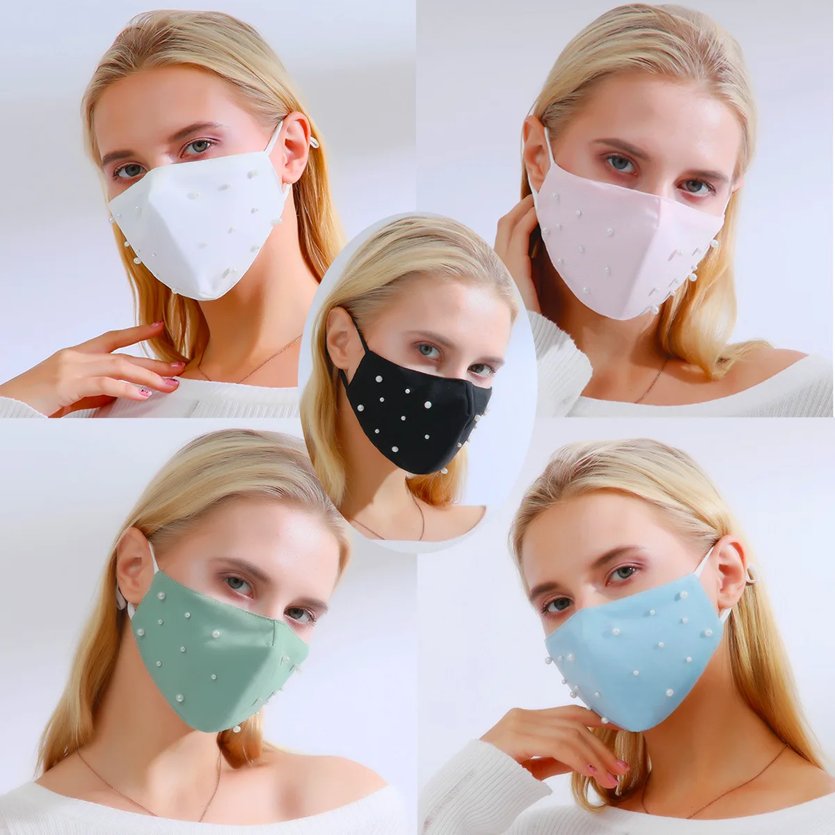 Wholesale Fashion Adult Insert 2.5PM Filter Dust-Proof Breathable Anti-Uv Adjustable Pearl Party Mask
