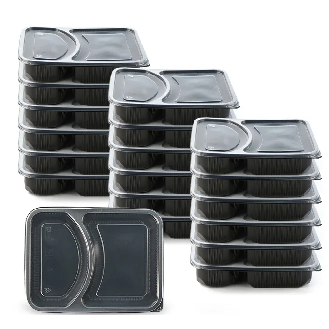 Modern Disposable Plastic 2 3 4 Compartments Bento Lunch Box Rectangle Restaurant Food Container For Meal