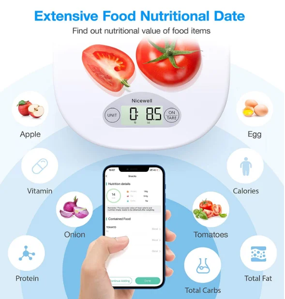 
Food Nutrition Smart Scale, Calorie Protein Analyzer Kitchen Scale for Baking, Cooking and Coffee Scale with 