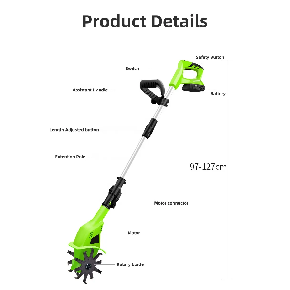 Garden Mini Agriculture Power Weeder Tiller Cultivator Rotary