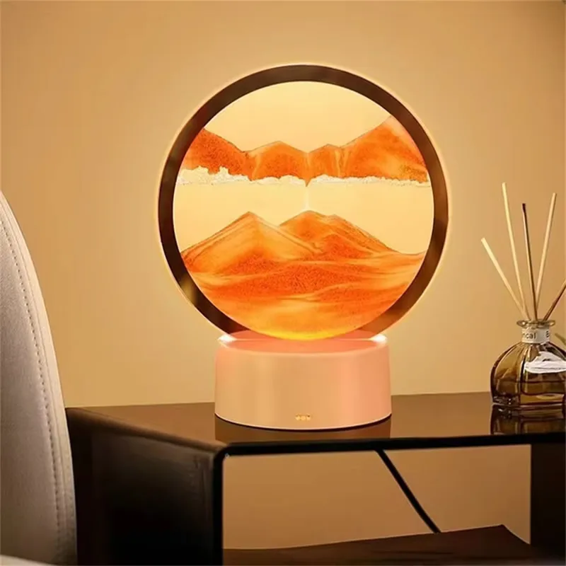 3D Quicksand Flowing Moving Dynamic Hourglass Led Night Light Birthday Gift Art Picture Sand Painting Table Lamp