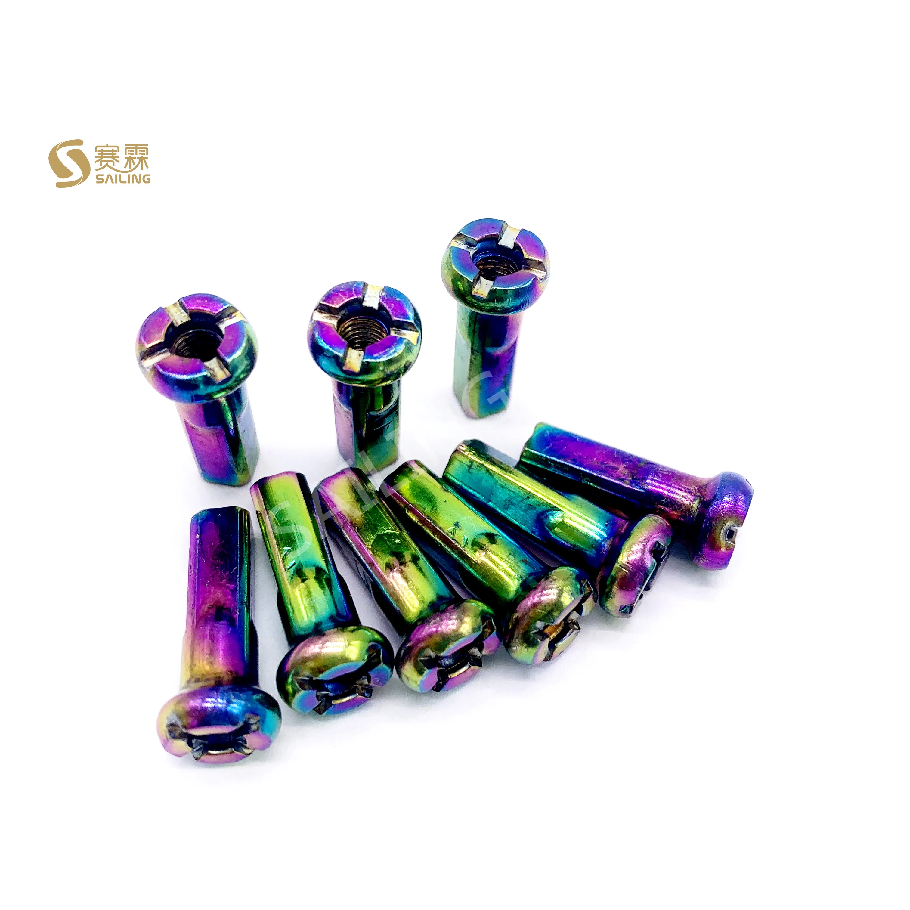 Yellow zinc plated motorcycle spoke nipple 9G 10G 11G