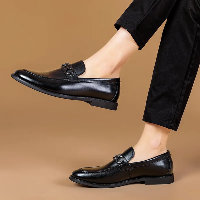 custom wholesale Italian luxury genuine leather slip on loafers formal oxford office dress shoes men
