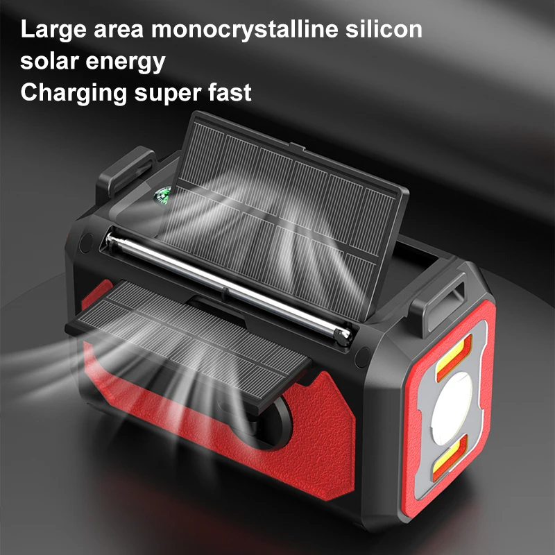 Outdoor Hand Crank Emergency Radio Solar Flashlight Multi-Function Mobile Phone Charging Power Bank Promotional Gift