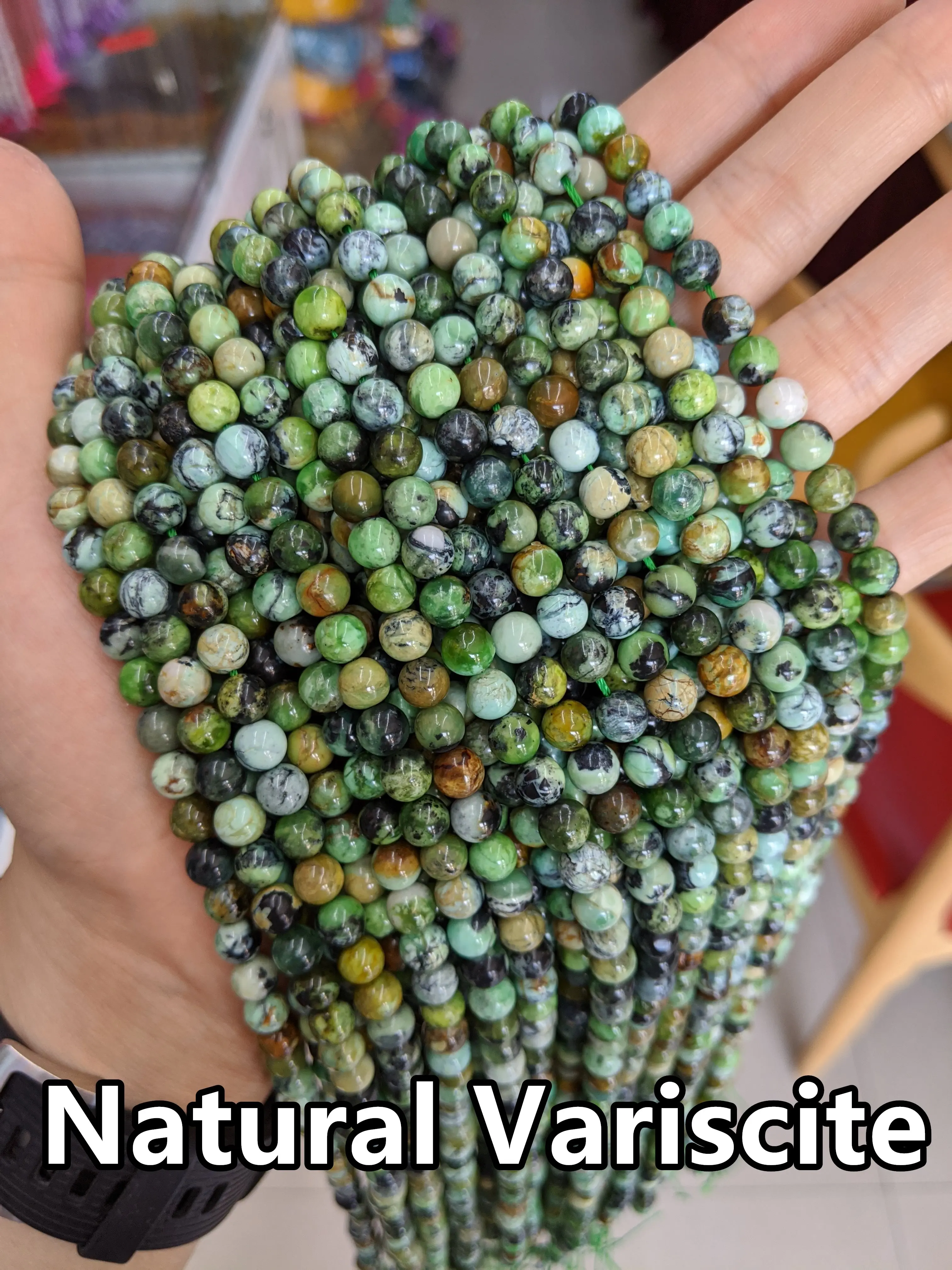 Natural Stone Gemstone Loose Round 6/8/10mm Beads Strand Green Variscite