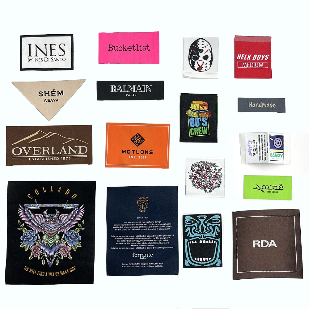 Free Design Luxury Fashion Clothing Neck High Quality End Fold Brand Logo Custom Garment Textile Size Woven Labels for Clothing