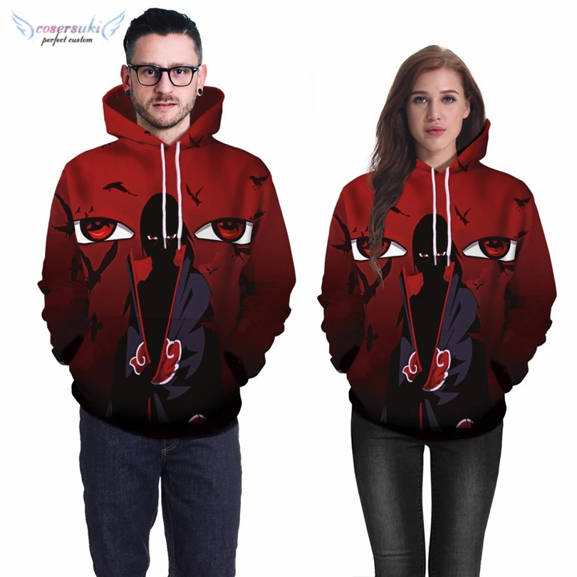 Толстовка Uchiha Itachi с капюшоном, толстовка с принтом для пары, мужские и женские толстовки с мультяшным принтом, стиль высокого качества