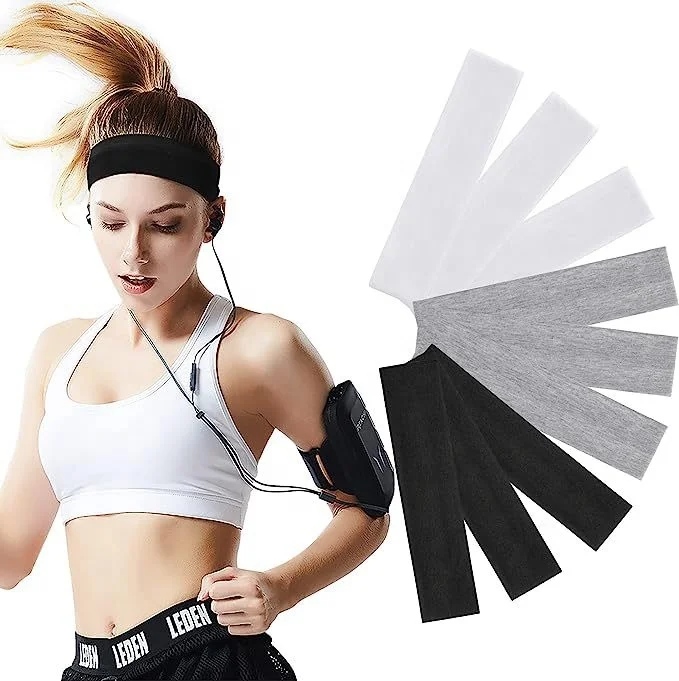MR Sports headband with logo, Elastic Soft Fabric Non-Slip Hair sports headbands women for Daily Workout Yoga Running Sports