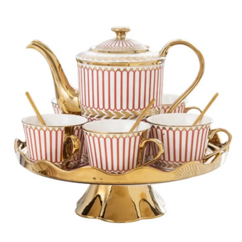 English Afternoon Tea European Rotary Tea Set Ceramic Coffee Cup Household Teapot Complete Set of Luxury