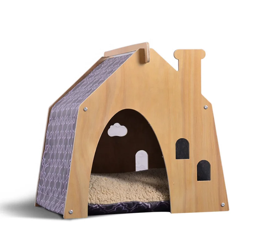 Eco Friendly Pine Wood  Pet House& Villa &Collapsible Bed & Breathable Maternity Ward Kennel for Dog  Cat Rabbit House Furniture
