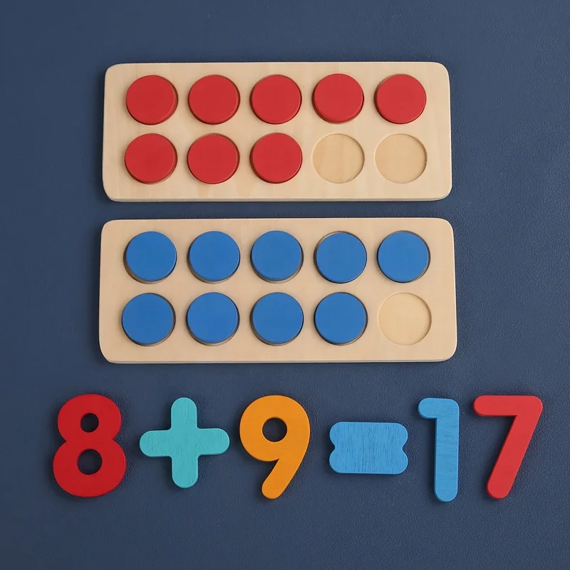 Number Counting Math Game Wooden Addition And Subtraction Set Children Early Educational Arithmetic Ten Frame Set Game