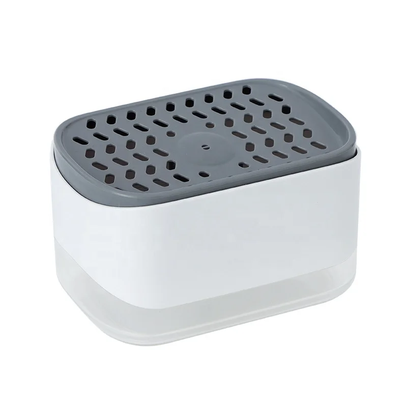 
New Kitchen Tool Manual Press Cleaning Sponge Holder Soap Dispenser Kitchen 2 In 1 Sponge Box Soap Dispenser 