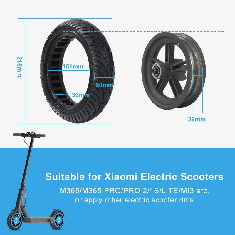 8 1/2 x 2 Inch Electric Scooter Accessories Rubber Airless Tires Replacement Xiaomi M365 / Pro scooter 8.5 Inch wheels Tyre