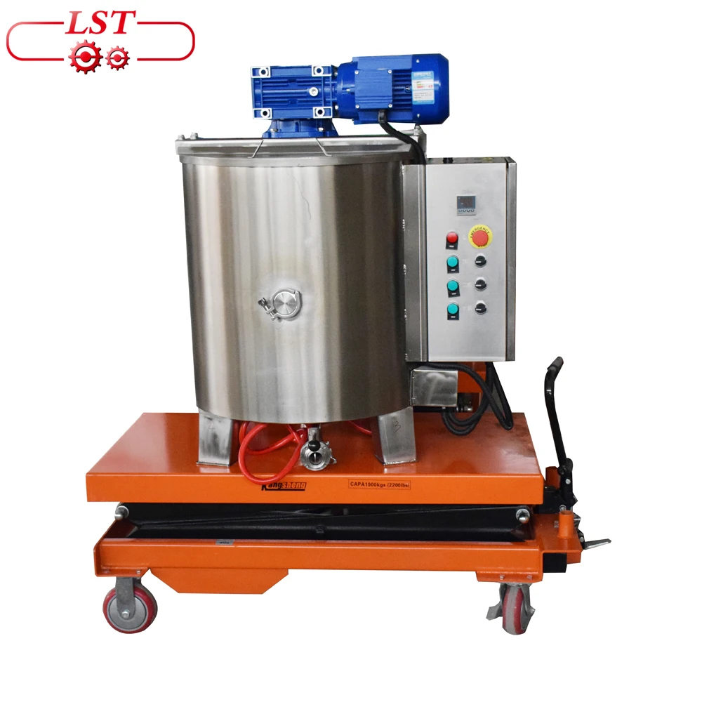 LST OEM full Stainless steel body 150L Mobile Chocolate Melting Holding Tank With stirring