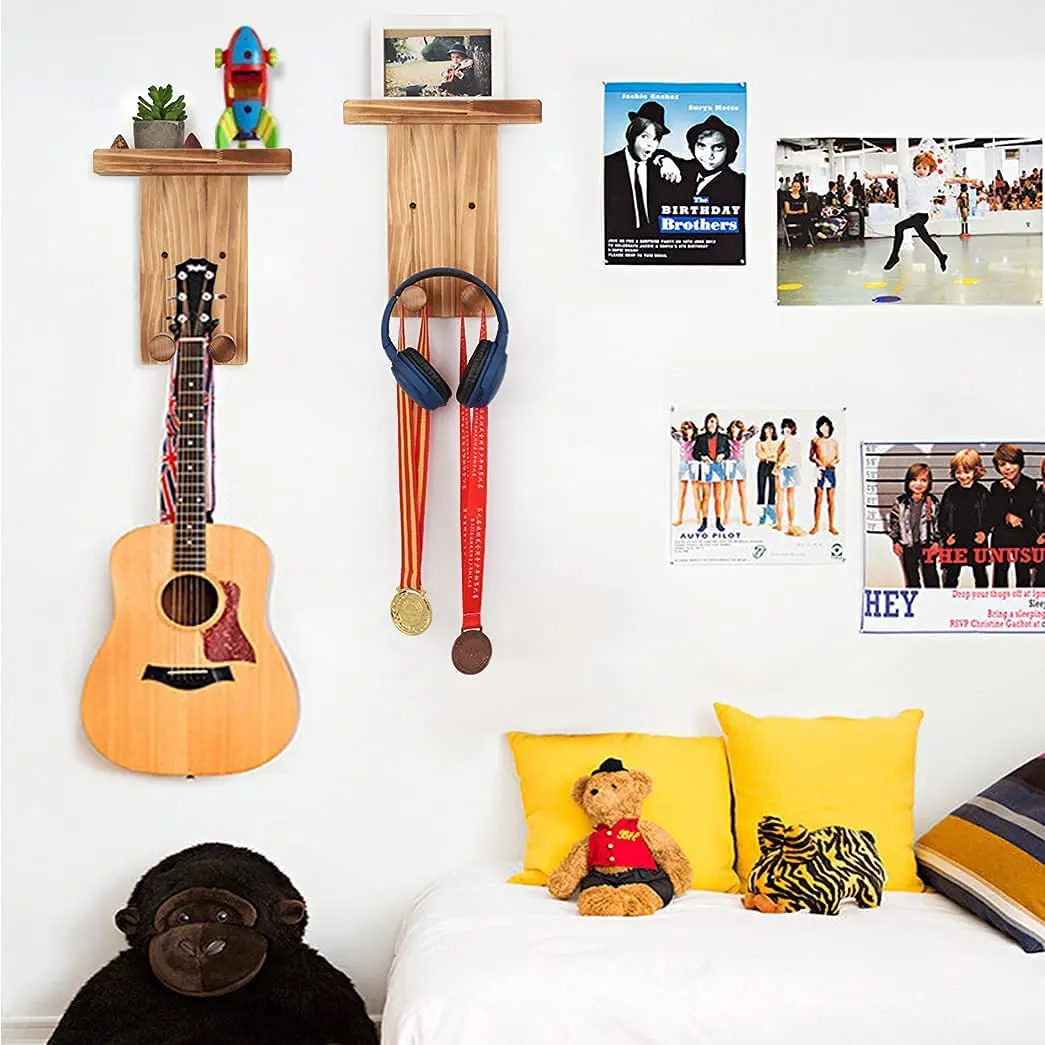 Wholesale Custom Wall Mount Holder Guitar Hanger Shelf Home Decoration Wall Shelves