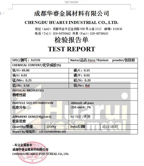 
Ferro Titanium powder Use in welding industry 