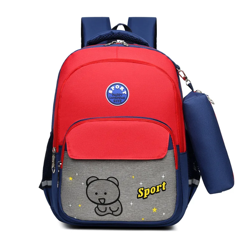 Wholesale kids korean students school book backpack 1 to 6 grades plain primary school bag with pencil case