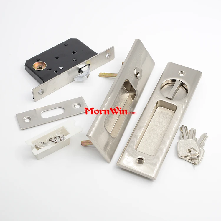 Sliding Door Lock Invisible Recessed Handle Latch Pocket Sliding Door Lock for Wood Furniture Hardware