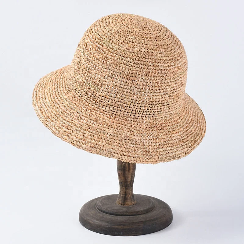 Wholesale Summer designer straw bucket hats women raffia straw hats