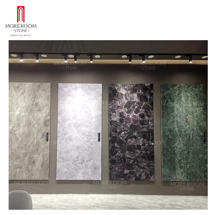 Gemstone purple Fluorite crystal Amethyst stone tile