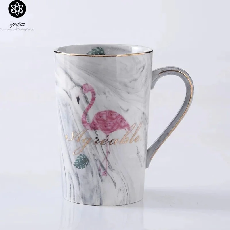 Lovely Cute 3D Flamingo Ceramic Coffee Mug Milk Tea Cup with Funny Lid and Stainless Steel Spoon Novelty Gift