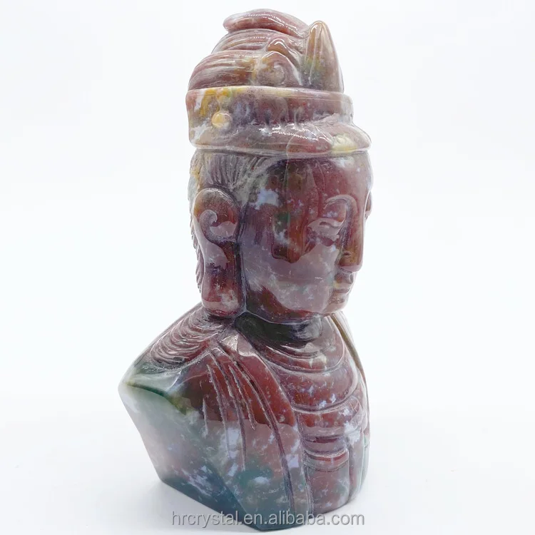 Folk crystal crafts Indian agate stone crystal buddha and pharaoh figurines carving for sale