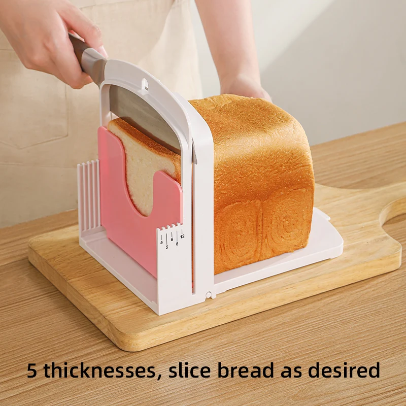 Plastic Foldable Adjustable square Baked Bread Slicer Bread Knife Holder Cutting Guide Toast Rack for Kitchen