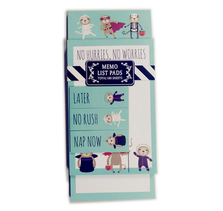 customized sticky note set memo pad to do list post p it  - no hurries no worries/later no rush nap now
