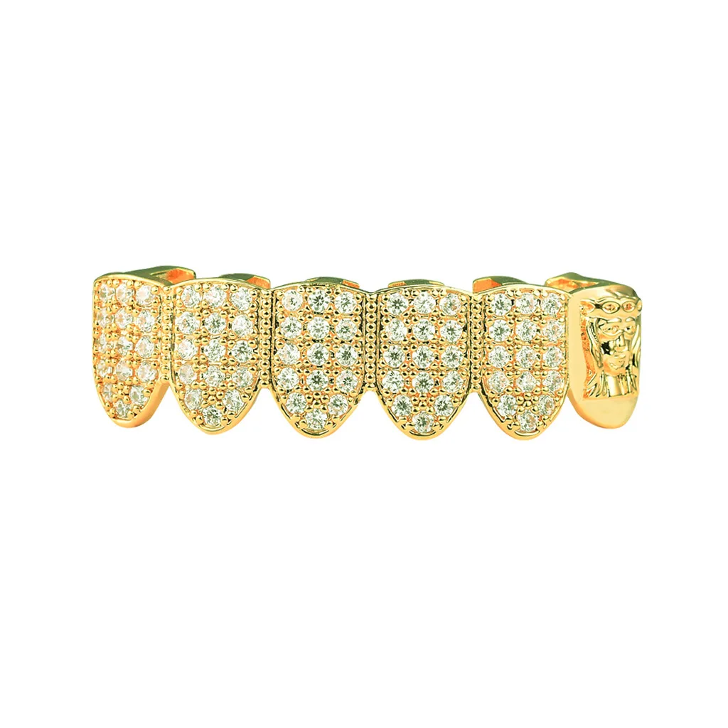 Hip Hop Body Jewelry Gold Plated Dental Grillz Iced Out Zircon Jesus Christ Teeth Grillz Halloween Accessory Gift