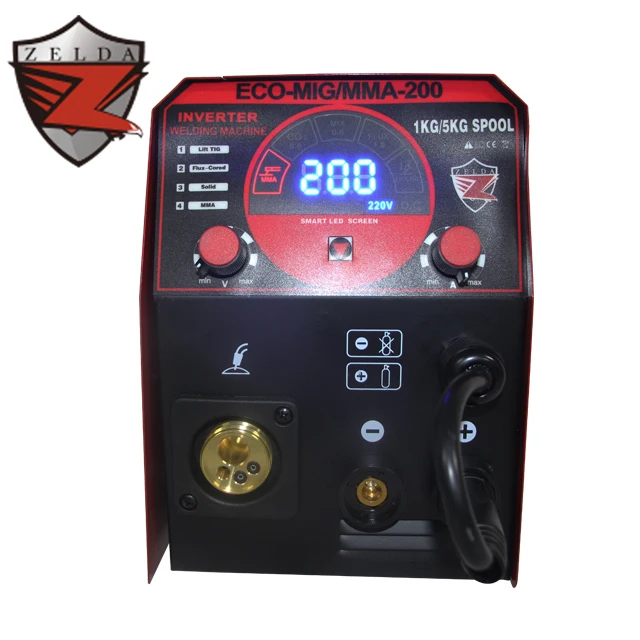 Flux Cored Wire Mig Welder Welding Machine MIG-200 MIG/TIG/Stick Arc 3-in-1 Inverter Welder 220V For Metal