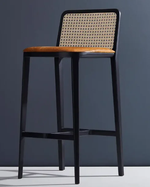 Современный стильный деревянный ротанговый высокий барный стул, кожаный стул, тростник, стул для ресторана, бара