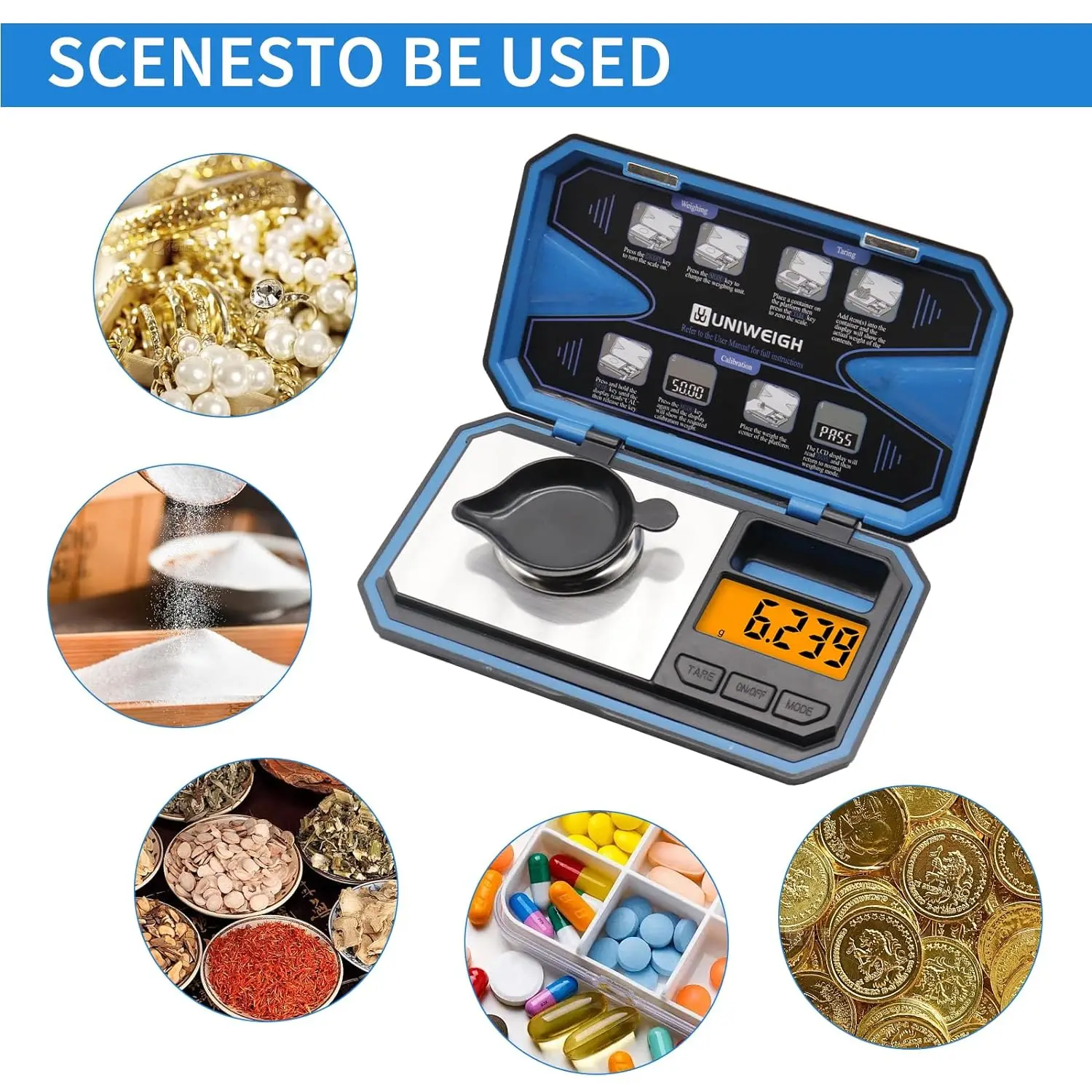 50g/0.001g High-Precision Digital Jewelry Scale Multi-functional Milligram Weighing Tool for Gold Power Medicine Coins Jewelry