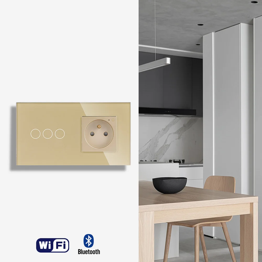 Tawoia Высокое качество Смарт Wi-Fi выключатель света с Alexa Google Home Smart в соответствии со стандартами ЕС E французская розетка home