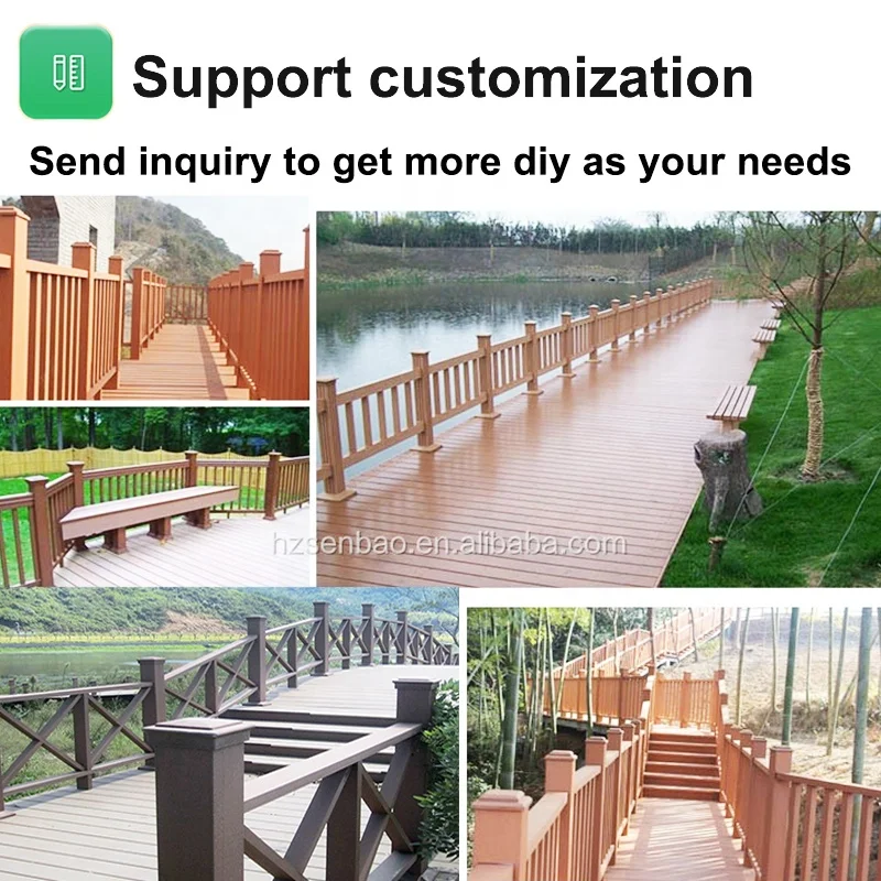 Balustrade bridge outdoor technical resist stand wear and tear wooden wpc stair railings wpc handrail