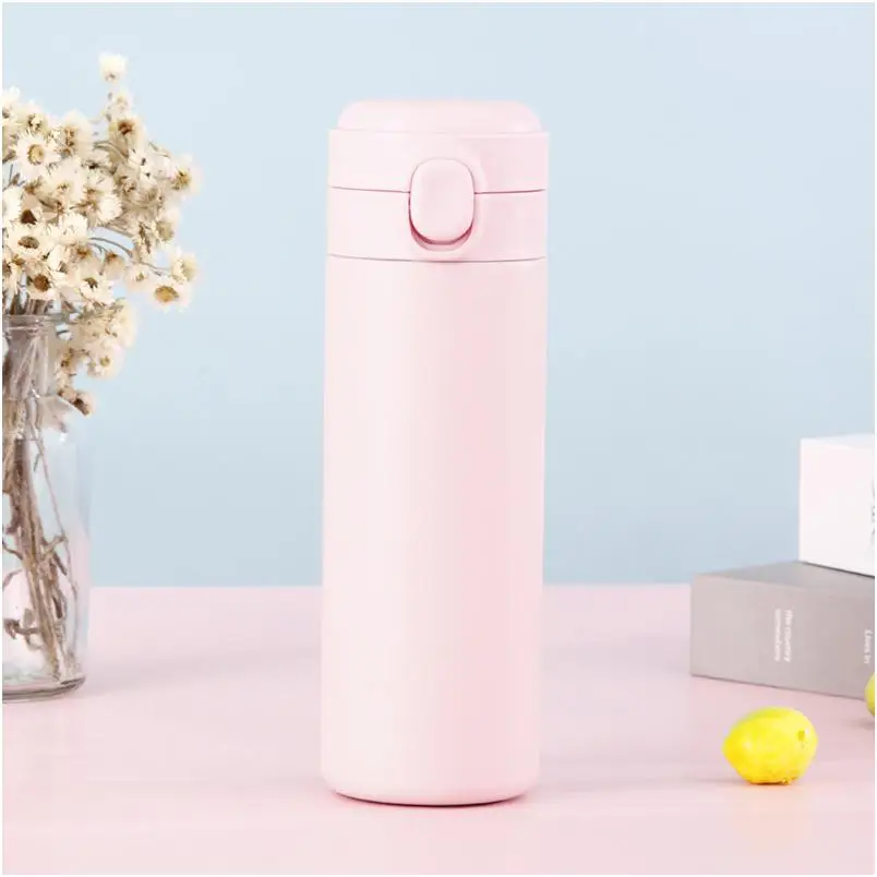 Stainless Steel Tumbler Mugs garrafa de agua vidro personalizada Double Walled With Bamboo Lid Clear Japese Style Cup