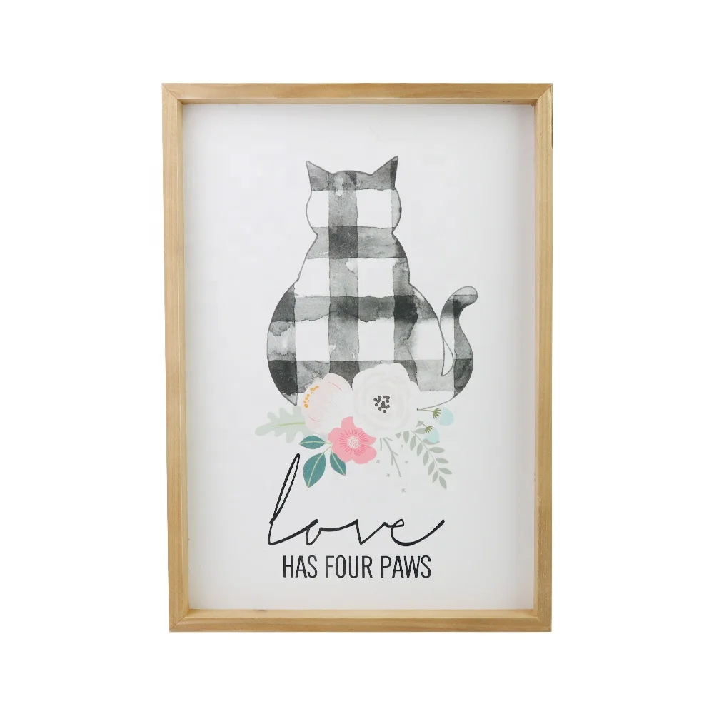 Wholesale Love Cat Patent Name Handmade Art Decorative Hanging Plaque Wood Wall Sign