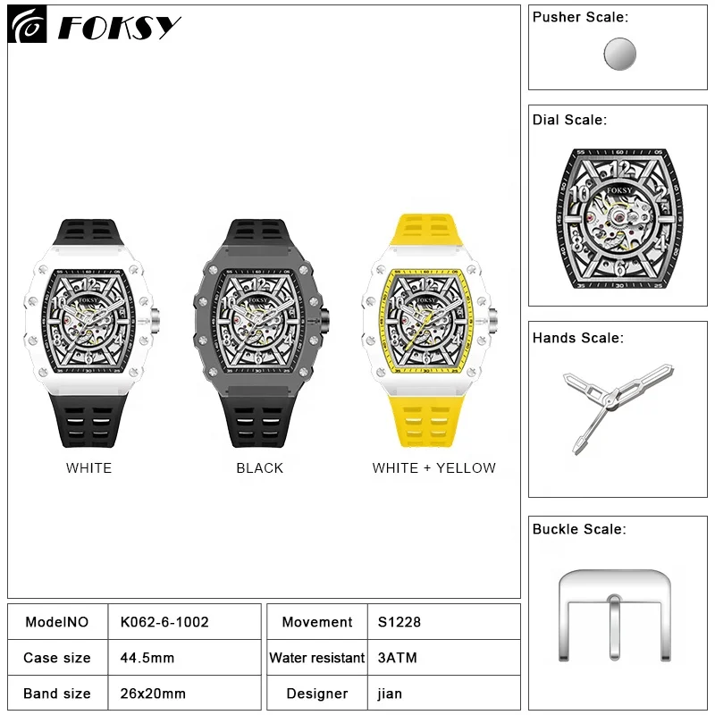 Custom Design Your Own Watch Luxury Sports Silicone Strap Transparent Plastic Automatic Movement Mechanical Rm Watch For Men