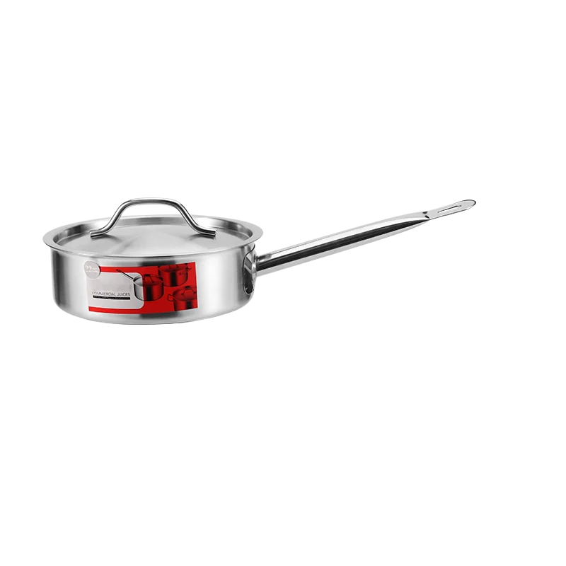 Stainless steel kitchen cookware set long handle saucepan with stainless steel lid